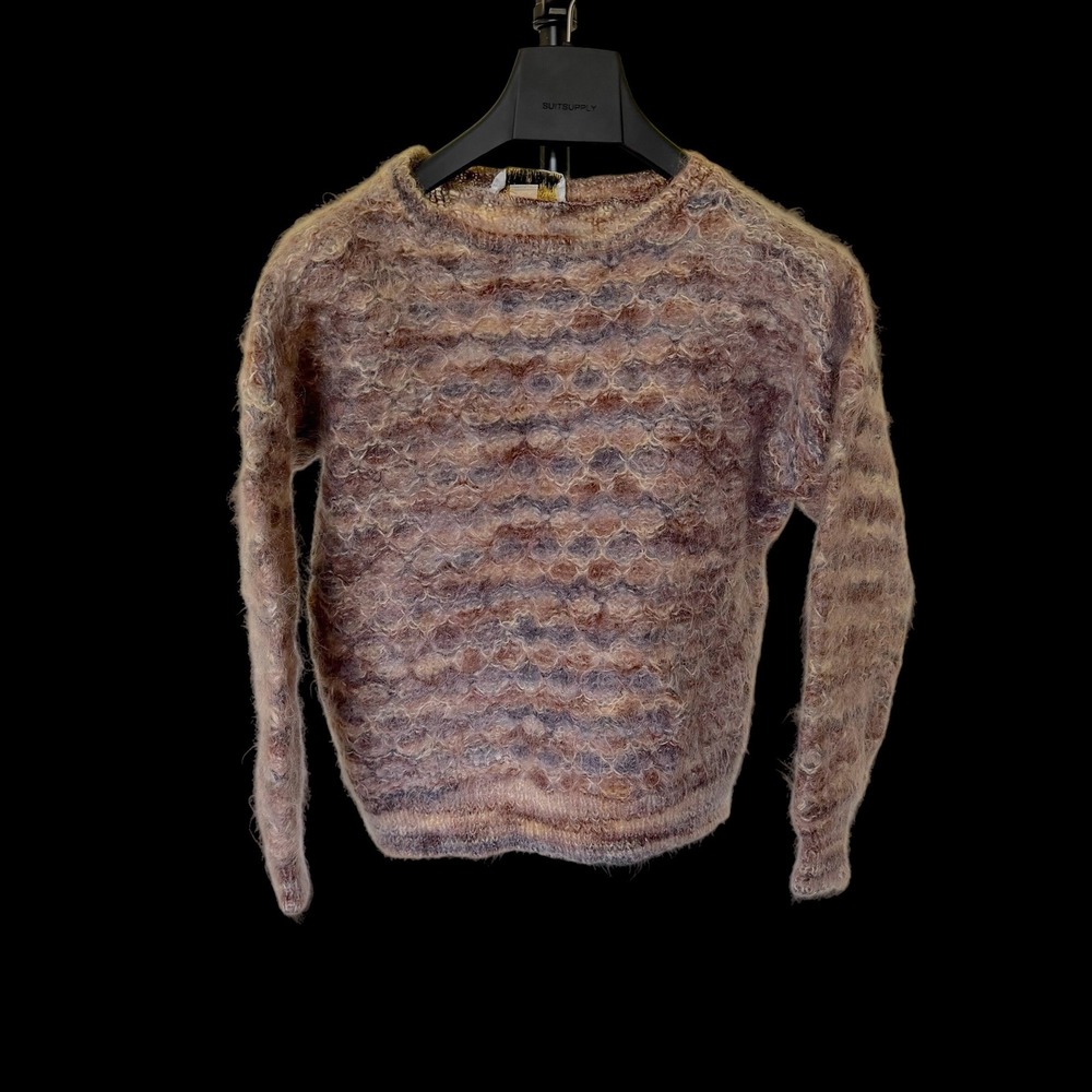 Vintage James Pringle Scottish Mohair Sweater Brown Knit Great Britain Flaws
